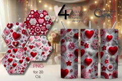 3d red & white Hearts | 4 Skinny tumbler sublimation designs Product Image 1