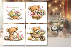 Easter animals | 4 square coaster sublimation designs P Product Image 1