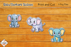 Baby Elephant Stickers | Print and Cut Product Image 1