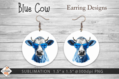Blue Cow Earring Sublimation Designs Product Image 1