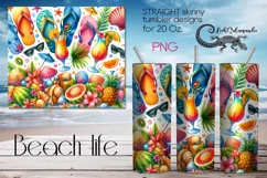 BeachLife | tropical Skinny Tumbler Sublimation design PLUS5 Product Image 1