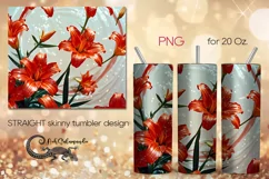 Lilies & Hummingbird | skinny tumbler Sublimation design PL5 Product Image 1