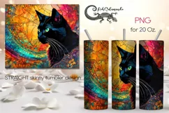 Mosaic Cat | skinny tumbler animals Sublimation design PLUS5 Product Image 1