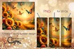 Watercolor sunflower | Skinny tumbler Sublimation design PL5 Product Image 1
