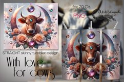 Cow, moon & flowers | Skinny tumbler Sublimation design PL5 Product Image 1