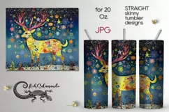 Folk xmas Deer | Skinny tumbler sublimation design PLUS5 Product Image 1