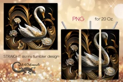 Swan | black & gold skinny tumbler Sublimation design PLUS5 Product Image 1