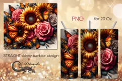 Butterfly & sunflower | Skinny tumbler Sublimation design P5 Product Image 1