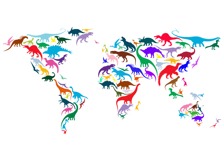 Detailed Multicolor Dinosaur World Map Product Image 3