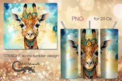 Watercolor giraffe | skinny tumbler Sublimation design PLUS5 Product Image 1
