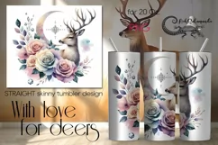 Moon, flowers & Deer | Skinny tumbler sublimation design PL5 Product Image 1