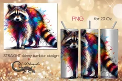 Rainbow raccoon | skinny tumbler Sublimation design PLUS5 Product Image 1