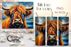 Highland cow | western Skinny tumbler sublimation design PL5 Product Image 1