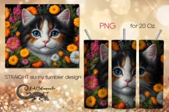 Cats & flowers | skinny tumbler Sublimation design PLUS5 Product Image 1