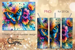 Watercolor Butterfly | Skinny tumbler Sublimation design PL5 Product Image 1