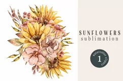 Sunflower bouquet sublimation. Yellow bouquet clipart Product Image 1