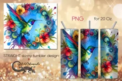 Retro Hummingbird | skinny tumbler Sublimation design PLUS5 Product Image 1