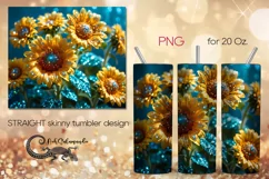 Glitter sunflowers | Skinny tumbler Sublimation design PLUS5 Product Image 1