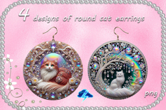 Round Earrings | 4 designs of cat earrings, PNG Product Image 1