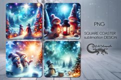 Christmas snowman | 4 square coaster sublimation designs PL Product Image 1