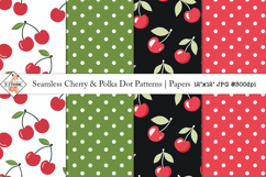Seamless Cherry &amp; Polka Dot Patterns | Digital Papers Product Image 1