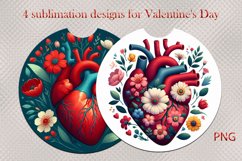 Car coaster | 4 sublimation designs for Valentine&#039;s Day, PNG Product Image 1