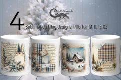 Vintage Christmas | 4 Retro Sublimation Mug designs Product Image 1