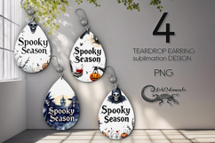 Spooky Halloween | 4 Teardrop Earring Sublimation designs P Product Image 1