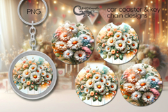 Gentle flowers | coaster &amp; key chain sublimation design PL Product Image 1