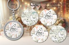 Valentine alpaca | scandi Car coaster &amp; key chain design Product Image 1