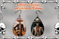 Hanging Earrings I 4 Designs with Skeleton , PNG Product Image 1