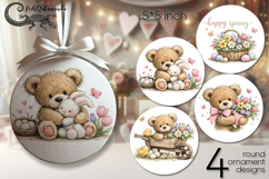 Easter animals | 4 round ornaments sublimation designs P Product Image 1