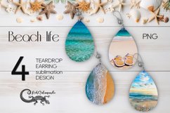 #BeachLife | Teardrop earring Sublimation design PLUS, PNG Product Image 1