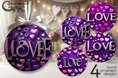 Purple Valentine | round ornaments sublimation designs Product Image 1