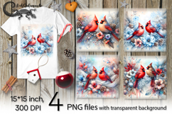 Christmas cardinal | 4 winter PNG Sublimation designs Product Image 1