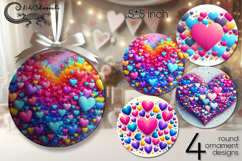 Love hearts | round ornaments sublimation design PL Product Image 1