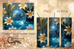 Lilies & Hummingbird | skinny tumbler Sublimation design PL Product Image 1