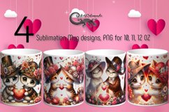 Valentine animals | 4 cat mug love watercolor designs Product Image 1