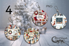 Retro Snowman | Xmas Round earring Sublimation designs PLUS Product Image 1