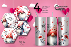 Valentine gnome | 4 watercolor tumbler sublimation designs Product Image 1
