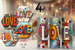 Love hippie Inscription | 4 Boho Skinny tumbler designs PL Product Image 1
