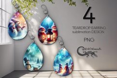 Christmas snowman | 4 Teardrop earring Sublimation designs Product Image 1
