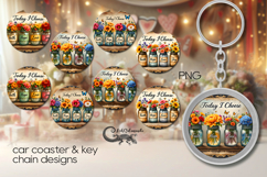 Motivating inscription | 4 Car coaster &amp; 4 key chain Product Image 1