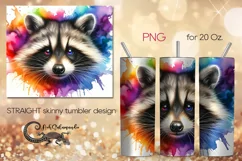 Rainbow raccoon | skinny tumbler Sublimation design PLUS6 Product Image 1