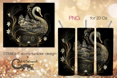 Swan | black & gold skinny tumbler Sublimation design PLUS6 Product Image 1