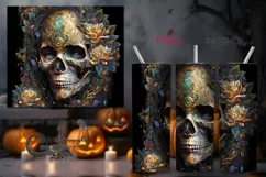 Skulls with flowers | Halloween Skinny tumbler design PLUS6 Product Image 1