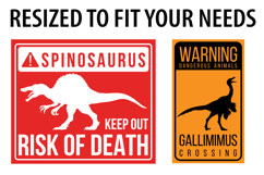 Dinosaur Road Sign Stickers Set 19 vector Designs Product Image 6