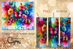 Watercolor Butterfly | Skinny tumbler Sublimation design PL6 Product Image 1