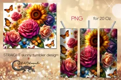 Butterfly & sunflower | Skinny tumbler Sublimation design P6 Product Image 1