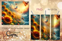 Watercolor sunflower | Skinny tumbler Sublimation design PL6 Product Image 1